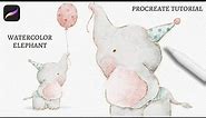How to Digitally Paint a Cute Watercolor Elephant in Procreate | Illustrate Storybook Characters