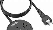 NTONPOWER 2 Prong Power Strip, 1875W 2 Prong to 3 Prong Outlet Adapter, 2 Prong Extension Cord 5 ft, Rotating Plug, Wall Mount, 3 Outlet 2 USB, Compact Power Strip for Travel, Older House,Dorm, Office