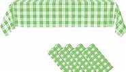 Picnic Tablecloth, Checkered Tablecloth, Plastic Tablecloth, Disposable Party Tablecloth, Plaid Tablecloth by Crystal Lemon (Green, 4)