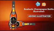 Illustrator Tutorials -Realistic Champagne Bottle illustration in Illustrator, Learn Illustrator.