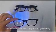 Blue light filtering lenses demonstration