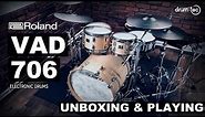 Roland VAD706 v-drums acoustic design electronic drums unboxing & playing