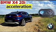 2022 BMW X4 20i G02 LCI acceleration (1/4 mile, 0-100, 60-100, 80-120) with GPS results