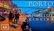 Porto Nightlife 2022 - Porto 4k Portugal, Porto Night Walk - RIBEIRA
