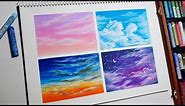 Oil Pastel Tutorial #35 / 4 types of Sky Cloud Landscape Drawing / Skill Share