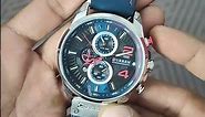 Curren 8393 New Men's Blue Leather Chronograph Wrist Watch