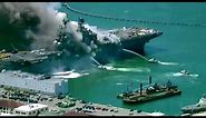 Fire crews battle San Diego navy ship fire