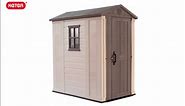 Keter Factor 4 ft. W x 6 ft. D Outdoor Durable Resin Plastic Storage Shed with Window and Door, Taupe Brown (26.4 sq. ft.) 213139