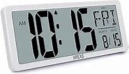 XREXS Large Digital Wall Clock, Electronic Alarm Clocks for Bedroom Home Decor, Count Up & Down Timer, 14.17 Inch Large LCD Screen with Time/Calendar/Temperature Display (Batteries Included)