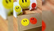 Yellow Smile face reward stickers made us happy