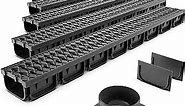 Vodaland - 4 Inch Trench Drain System with Grate - Black - Easy 2 (5 Pack)