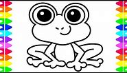 How to Draw a Cartoon Frog| Frog Coloring Page for Kids| Coloring for Children with Colored Markers