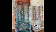 How To Paint Furniture Using Multiple Complimentary Colors for an Old World Rustic Boho Paint Finish