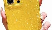 Compatible with iPhone 14 Pro Case 6.1 inch, Cute Glitter Sparkly Bling Phone Cover for Women Girls (Yellow)