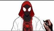 How To Draw Spiderman Mile Morales (Hoodie Suit) | Step By Step | Marvel