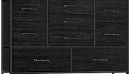Furnulem Wide Dresser with 9 Large Drawers for 55'' Long TV Stand Entertainment Center,Wood Shelf Storage for Bedroom,Living Room,Closet,Entryway,Sturdy Metal Frame(Black Oak