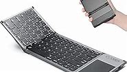 ZenRich Foldable Bluetooth Keyboard, Full Size Wireless Tri-Folding Portable Keyboard with Sensitive Touchpad (Sync Up to 3 Devices), Ultra Slim Travel Keyboard for Windows/iOS/Android/OS/HMS