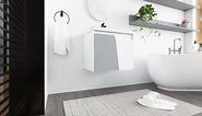 Pvillez 28 inch Bathroom Vanity with Sink, 28" Wall Mounted Bathroom Vanity Cabinet with Ceramic Basin Sink Top & Hidden Metal Handle, Modern Floating Bathroom Vanity for Small Space, White & Grey