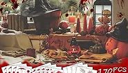 170PCS Halloween Bloody Handprints & Footprints Window/Wall Stickers - an All-in-One DIY Decor Kit for Halloween Party, Including Extra Tattoo Stickers, Ideal for Haunted House Themes - 18 Sheets