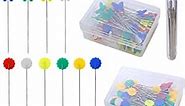 Large Eye Sewing Needles and Sewing Pins Flat Head Straight Pins with Butterfly and Flower Colored Heads Set Leather Embroidery Thread Needle Quilting Pins (30 Needles, 200 Flat Pins)