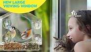 Gray Bunny Window Bird Feeder with Strong Suction Cups – Bird House Window Bird Feeders for Viewing Squirrel Proof Clear Bird Feeder Window with Drain Holes, Removable Tray, Large Seed Capacity