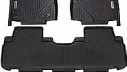 Floor Mats Accessoires Custom Fit for 2014-2019 Toyota Highlander 7 Seats,All Weather Guard Floor Mats Floor Liners, TPE Waterproof Rubber Car Mats for SUV,3 Row Full Set,Black