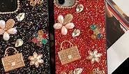 Fashion Glitter Flower Wallet Rhinestone iPhone Case