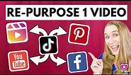 REPURPOSE 1 VIDEO for ALL SOCIAL MEDIA Platforms - IG Reel, FB, Pinterest Story, Youtube Shorts