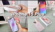 Unboxing The New  iPhone 15 Plus + Accessories & Set Up | Pink 128GB Aesthetic ASMR #iphone15
