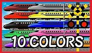 【新幹線 10色 英語 踏切】 ★新幹線の色が変わるよ 知育 学習★ Learn Colors with Color shinkansen train
