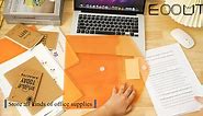 EOOUT 45 Pack Plastic Envelopes Poly Envelopes, Clear Document File Folders with Hook & Loop Closure, A4 Size with Label Pocket for School Home Work Office Organization, 8 Colors