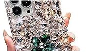 CrazyLemon for iPhone 7/8 Case Clear Silicone Cute, iPhone SE 2020 2022 Case Glitter Luxury Pink Rhinestone Green Flowers Sparkle Butterfly Design with Strap Shockproof Thin Case for Women Girls