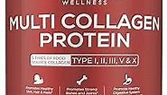 Multi Collagen Protein Powder Hydrolyzed (Type I II III V X) Grass-Fed All-in-One Super Bone Broth + Collagen Peptides - Premium Blend of Grass-Fed Beef, Chicken, Wild Fish, Eggshell Collagen