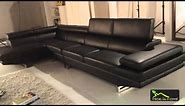 Canapé d'angle Milano en cuir noir - 4 places avec méridienne d'angle