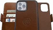 Dreem Fibonacci 2-in-1 Wallet Case for Apple iPhone 12 Pro Max - Luxury Vegan Leather, Magnetic Detachable Shockproof Phone Case, RFID Card Protection, 2-Way Flip Stand - Chocolate