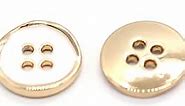 USOSOU 11mm 4 Holes Gold Metal Shirt Buttons, Small Round Gold White Button for Sewing, Kids Women Blouse, Top, Cuff, Collar, Dress, Vintage Handmade Decorations, DIY Crafts (20pcs 11mm(0.43inch))