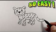 How to draw a tiger easy | Simple Animal Drawing