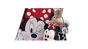 iFiLOVE for iPhone 15 Pro Minnie Mouse Case, Girls Boys Women Kids Cute Cartoon Character with Charm Pendant Strap Slim Soft TPU Protective Case Cover for iPhone 15 Pro (Red)
