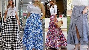 Summer Floral Print Women Maxi Skirts 2024 l Women Latest Maxi Skirts l Women Outfits Skirts 2024