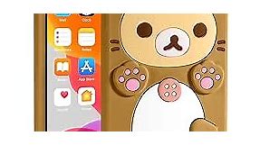 STSNano Kawaii for iPhone XR Case 3D Cute Cartoon Bear Phone Case Fashion Cool Funny Bear Soft TPU Protective Case for i Phone XR Mini Silicone Cover for Women Girls Kids Brown