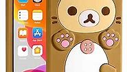 STSNano Kawaii for iPhone XR Case 3D Cute Cartoon Bear Phone Case Fashion Cool Funny Bear Soft TPU Protective Case for i Phone XR Mini Silicone Cover for Women Girls Kids Brown