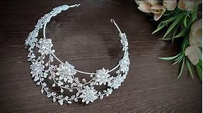 Making a bridal crown from beautiful and bright crystal/combination of European and Arabic styles