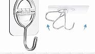 LOUXPERT Adhesive Wall Hooks for Hanging - 11 lbs 8-Hooks, Clear Sticky-Hooks, Stainless Steel Wall Hanger, Bathroom Hanging Hooks (Clear)