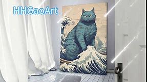 HHGaoArt Funny Great Wave off Kanagawa Wall Art Vintage Japanese Poster Starry Night Painting Picture for Living Room (1-gorilla,16x24inch-Unframe)