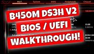 GIGABYTE B450M DS3H V2 BIOS Walkthrough Tour & Explanation