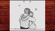 14 Şubat Sevgililer Günü Çizimleri Kolay - Karakalem Aşk Resmi Çizimi - Çizim Mektebi 2021