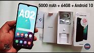 Samsung Galaxy A02 Unboxing Hands-On | 5000 mAh Battery, 64GB ROM, Android 10