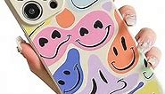 KERZZIL Stylish Smiley Love Pattern Phone Case Compatible with iPhone 11 Pro Max,Soft Liquid Silicone Girly Cases,Cartoon Grimace Full-Body Protective Microfiber Lining Cover(Colorful)