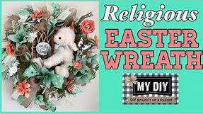 Easter Deco Mesh Wreath with a Lamb | Religious Easter Decorations | Dollar Tree DIY!