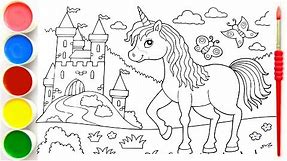 Glitter Unicorn Coloring and Drawing for Kids | How to draw a Glitter Unicorn |🌈🦄🦄